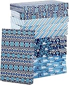 Hallmark Holiday Designed Shirt Boxes, Snowy Blues (Pack of 12) Snowflakes, Stripes, Sweater Pattern, Reindeer