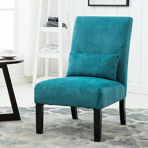 Roundhill Furniture Pisano Teal Blue Fabric Armless Contemporary Accent Chair