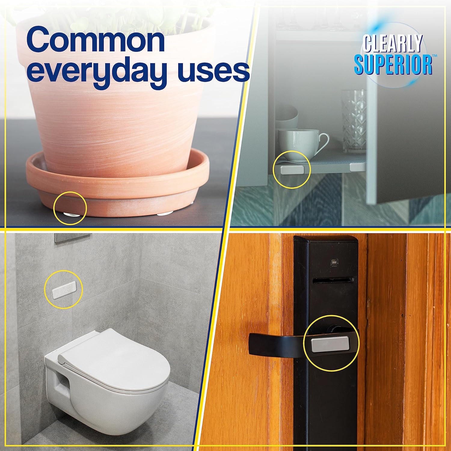 Multi-Use Bumper Guards - Med 8 Pack Rectangle 2" x 1" x .2" - Protects & Quiets Contact from Furniture, Doors, Dressers, & Appliances - Reusable & Easy to Apply Polymer Gel Bumper