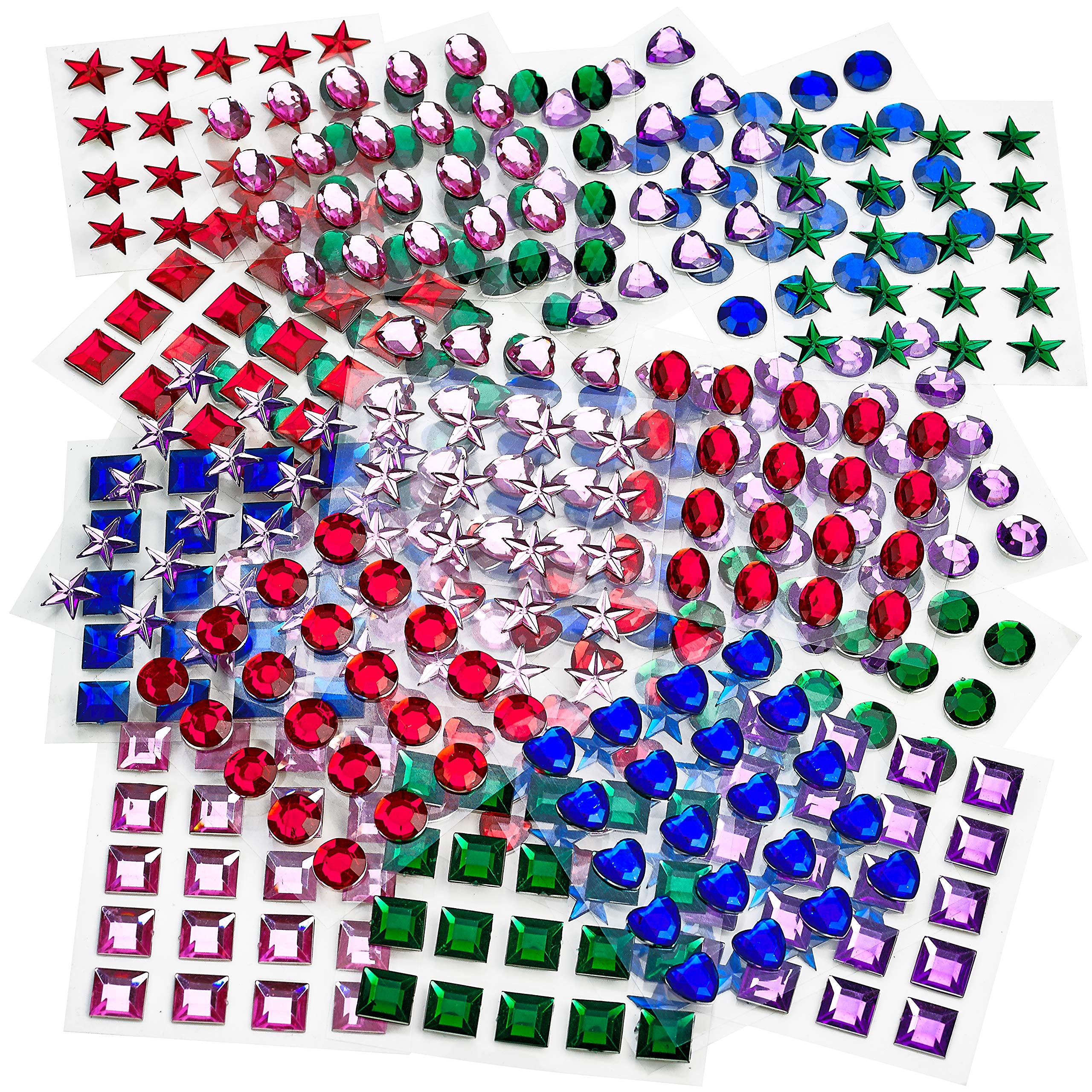500pcs Gem Stickers and Self Adhesive Jewels - Assorted Bulk Pack of Self-Adhesive 0.5 Inch Rhinestones and Gemstones for Kids Arts and Crafts by Bedwina