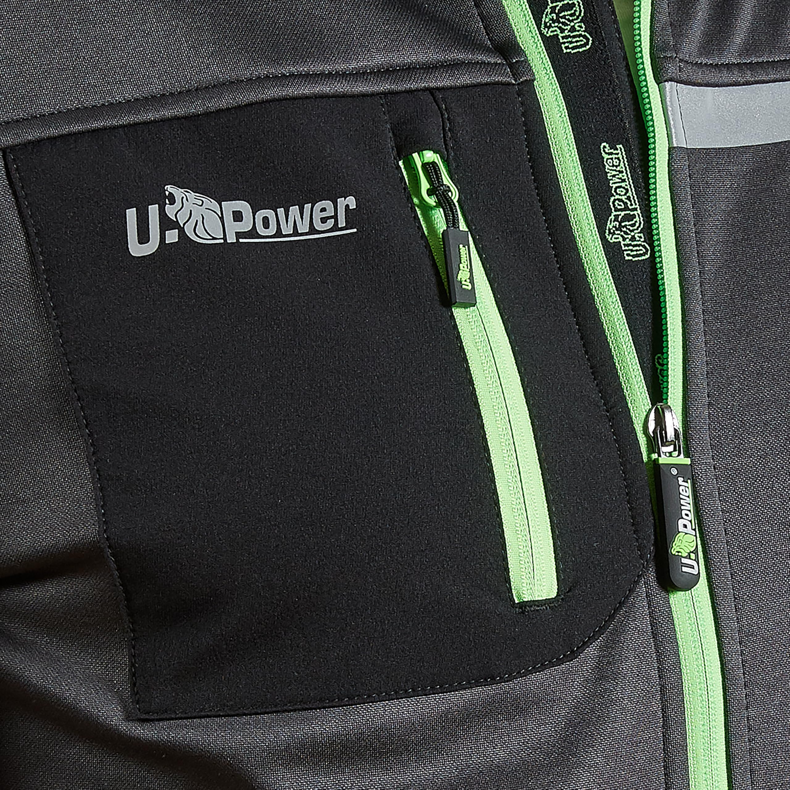 U-POWER DON'T WORRY... BE HAPPY! Felpa Da Lavoro Con Cerniera Galaxy Asphalt Grey/Green Felpa con cappuccio Uomo (Pacco da 1)