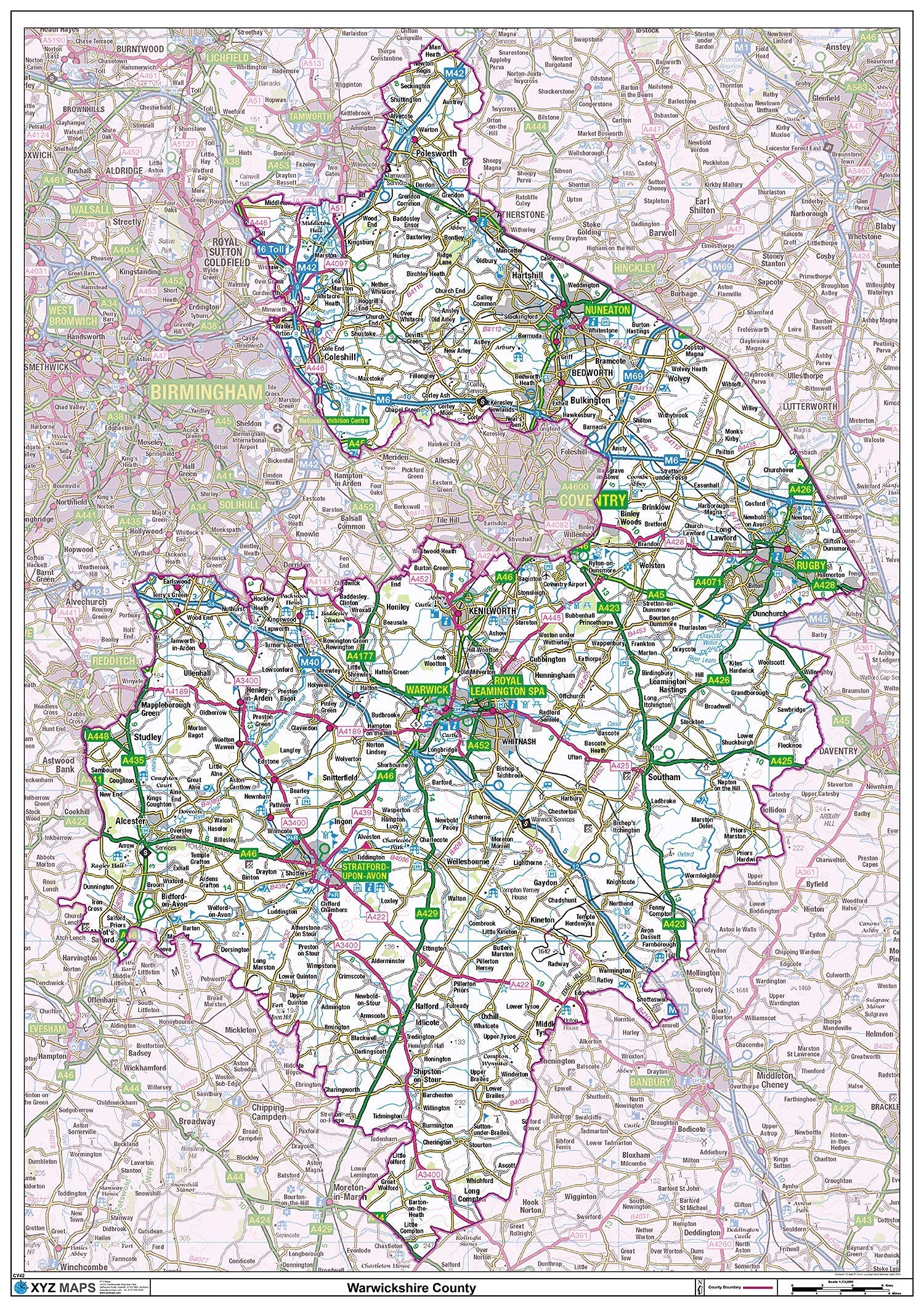 Warwickshire County Map-Paper