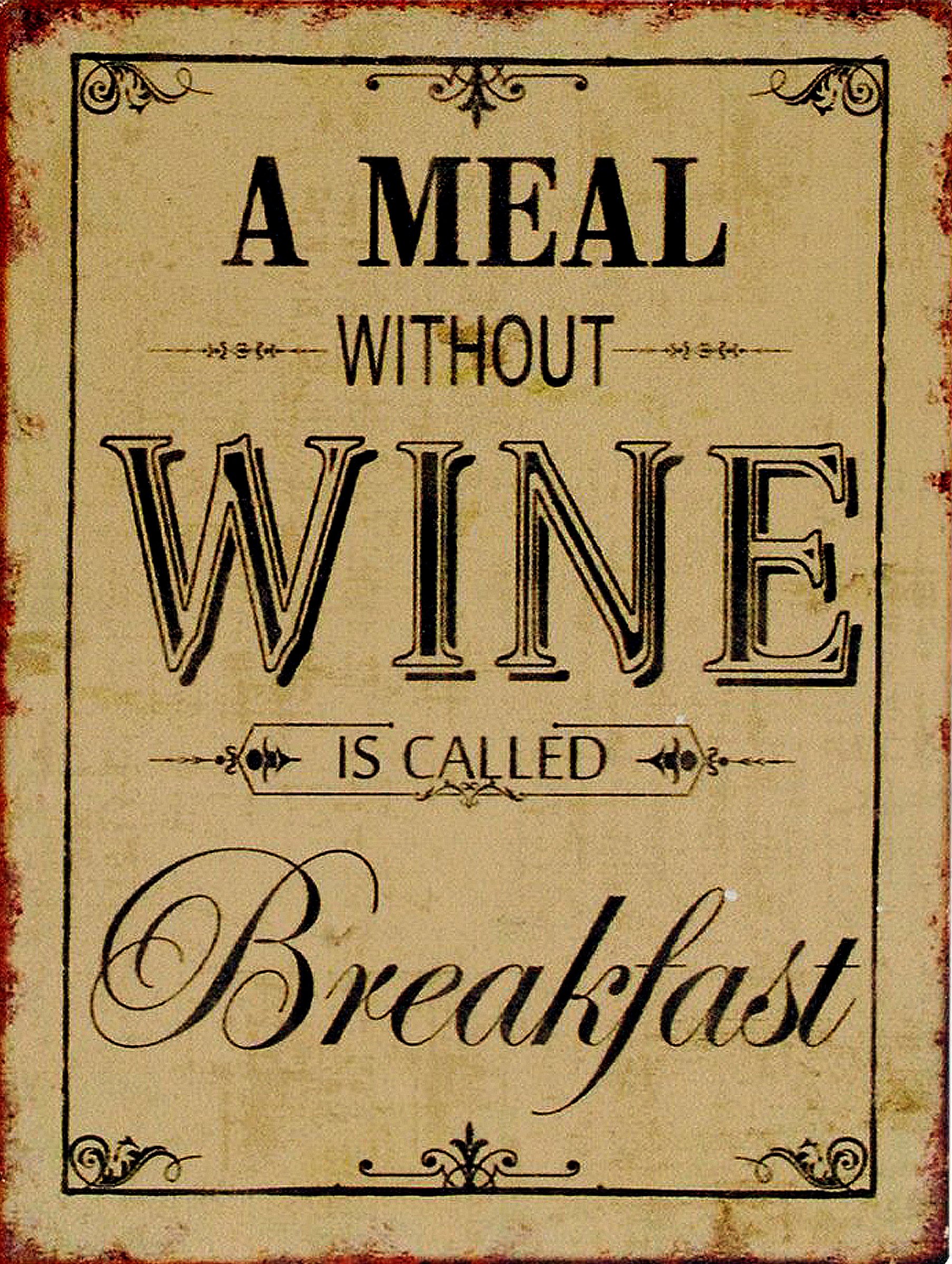 Shawprint Limited Shawprint A Meal Without Wine Is Called Breakfast Retro Metal Tin Fridge Magnet, 100Mm X 75Mm, Novelty Gift