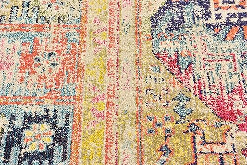 Miniatura 14 de Unique Loom Colección Monterey  Tapete bohemio tribal de época con colores brillantes, Polipropileno, MultiBeige