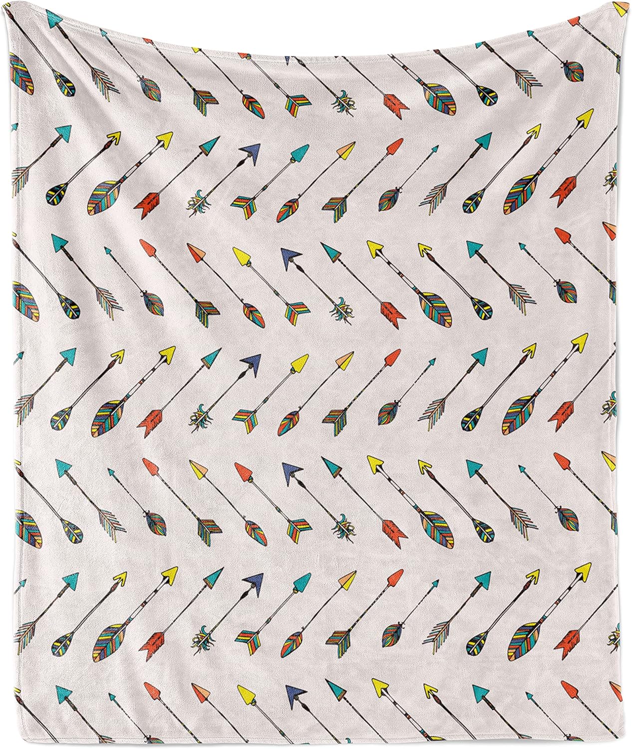 Lunarable Arrows Throw Blanket, Arrows Design Vibrant Color Arrowheads Arrowtails Pattern Aztec Art, Flannel Fleece Accent Piece Soft Couch Cover for Adults, 50" x 70", Orange Yellow Turquoise