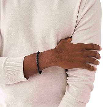 Amazon | Emporio Armani メンズ ブラックオニキス ビーズ