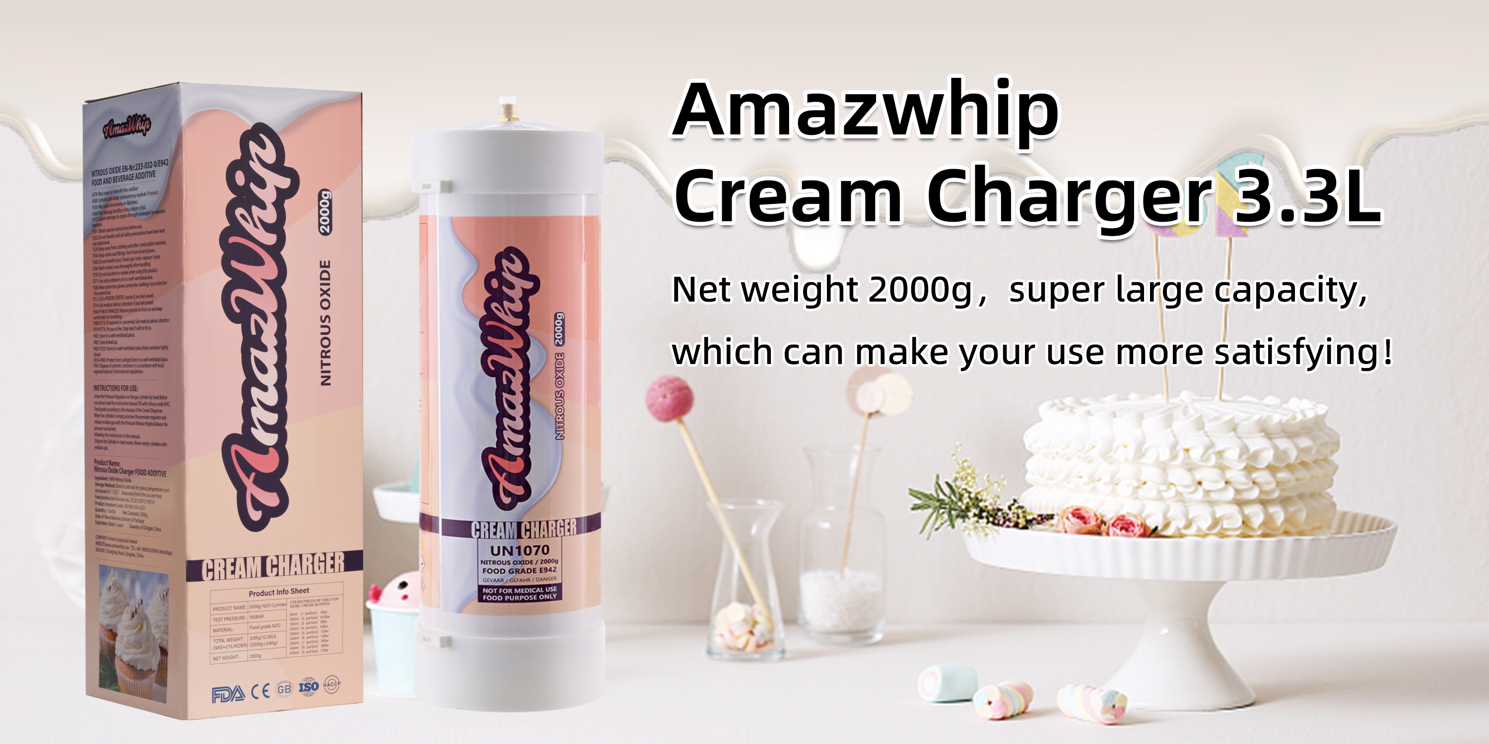 Watch AmazWhip 3.3L Large capacity high-purity cream charger tank