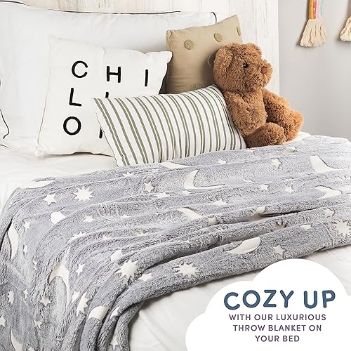 Miniatura 4 de Manta que brilla en la oscuridad de 50 x 60 pulgadas, regalos para niños y niños, manta súper suave y acogedora, juguetes de regalo para niños de 1,