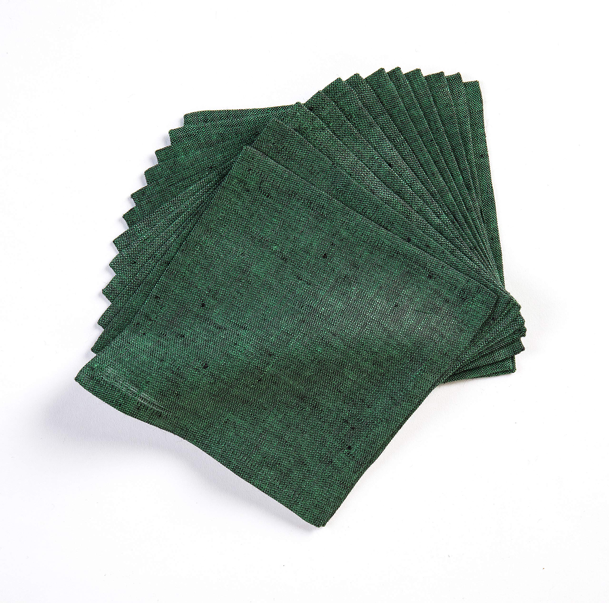 Solino Home Lniane serwetki koktajlowe 15 x 15 cm – leśna zieleń, 100% czyste lniane serwetki do napojów, zestaw 12 sztuk – Athena, ręcznie wykonane z europejskiego lnu i można prać w pralce