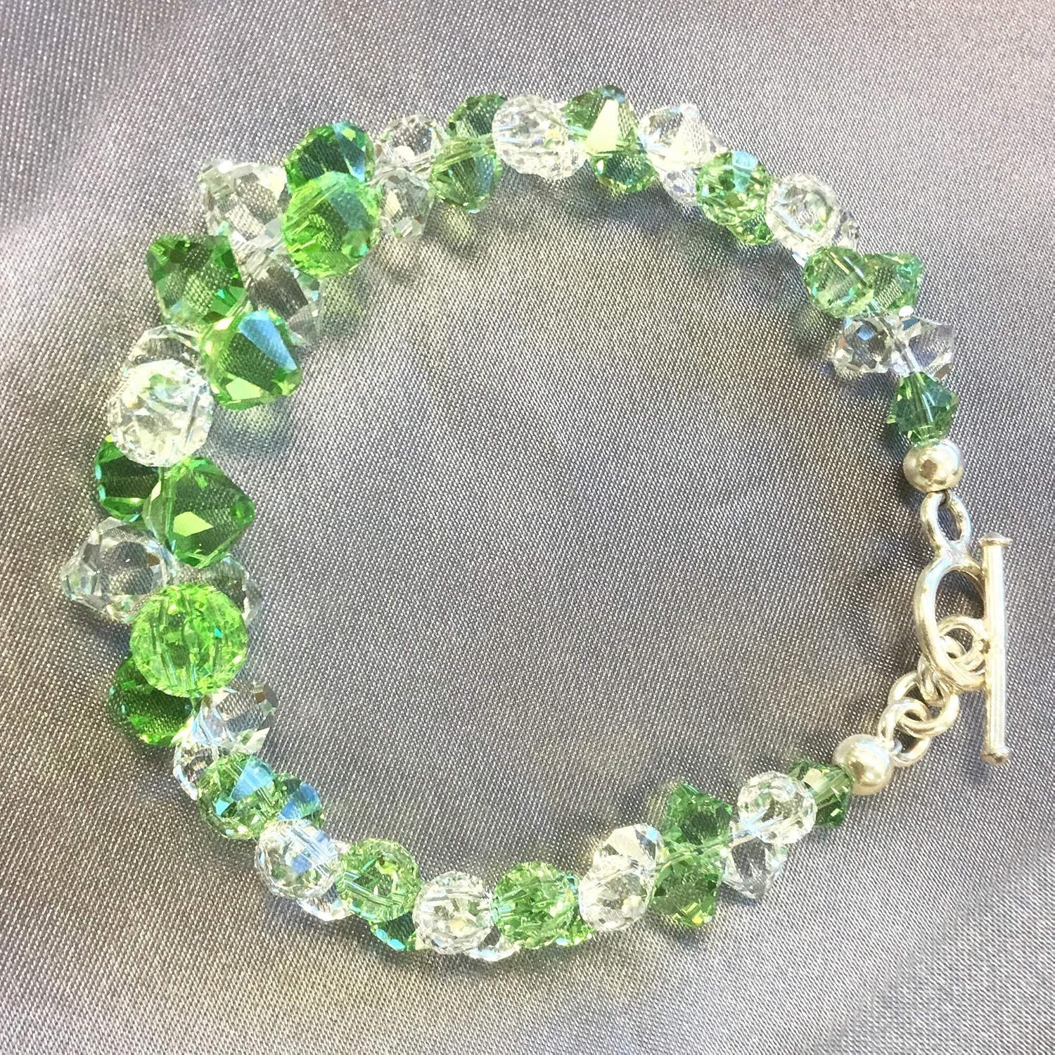 Gem Avenue .925 Silver 7.5 Inch Bracelet with Cluster Style Bicone Austrian Crystals