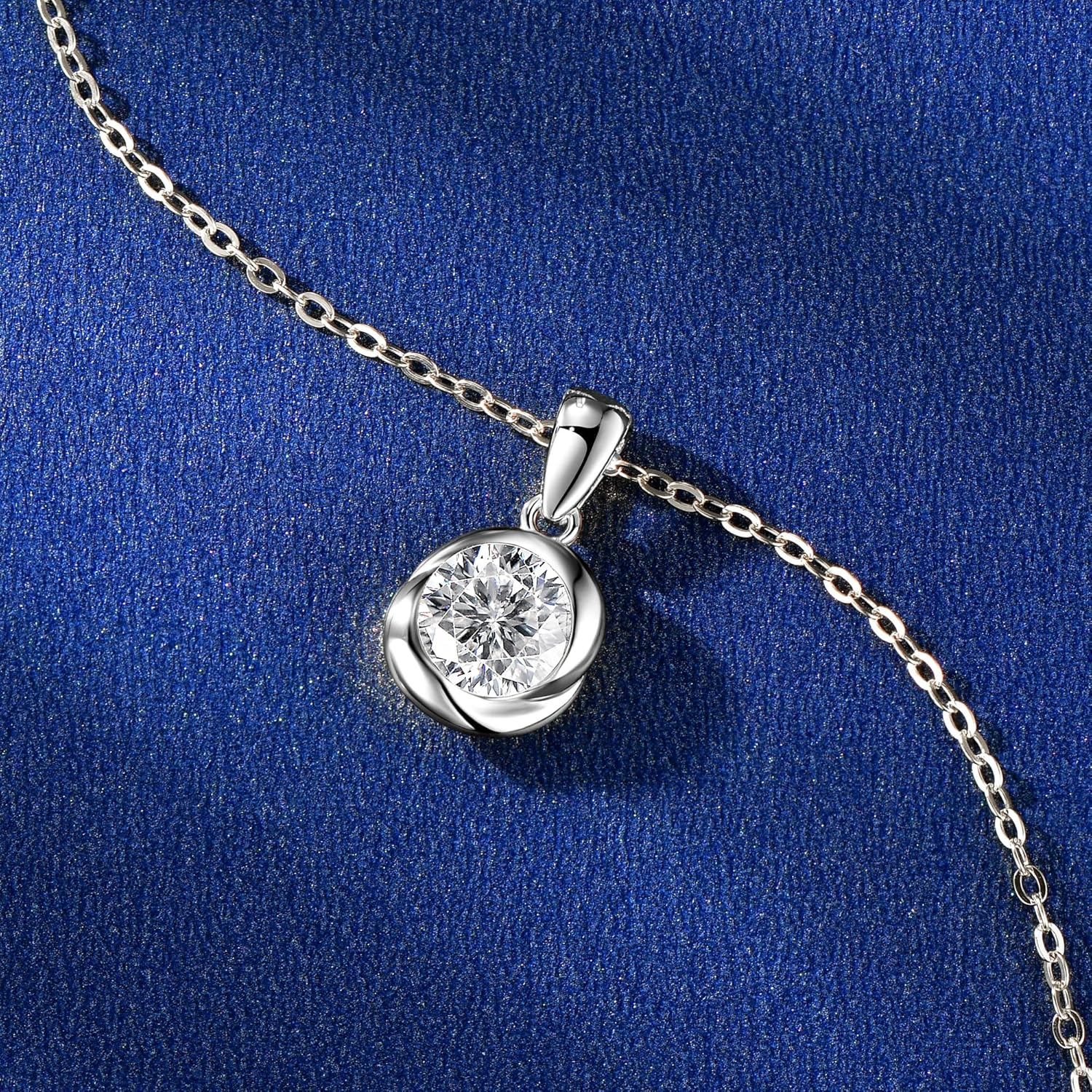 AINUOSHI Moissanite Necklace for Women 1CT - 925 Sterling Silver Moissanite Rosebud Pendant Necklace D Color VVS1 Clarity, White Gold Plated Romantic Necklace Jewelry Gifts for Wife Girlfriend Mom - Image 9