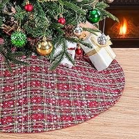 Vista 13 de SoarDream Falda de árbol de Navidad a cuadros búfalo blancos y negros de 24 pulgadas, mini falda de árbol de Navidad para decoración de tapete