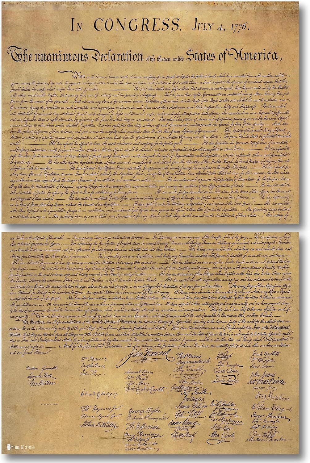 Declaration of Independence poster Laminated classroom chart decor kids Young N Refined (18x24)