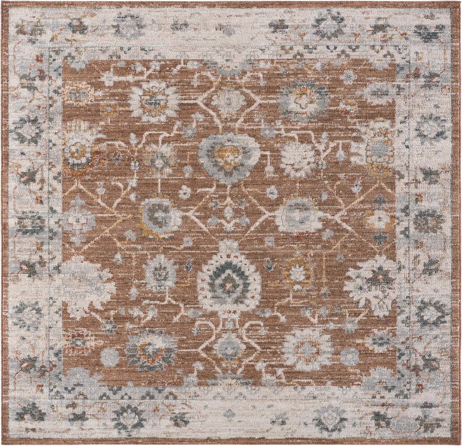 SAFAVIEH Vintage Rosewood Collection Area Rug - 5'3" x 7'3", Rust & Ivory Grey, Non-Shedding & Easy to Clean, Ideal for Living Room, Bedroom, Dining Space (VTR508P)