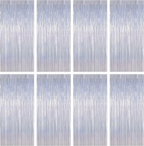 Miniatura 16 de Paquete de 2 telones de fondo de oropel rojo, cortinas de flecos de 3.28 pies x 7.05 pies, decoraciones de fiesta para aniversarios de boda