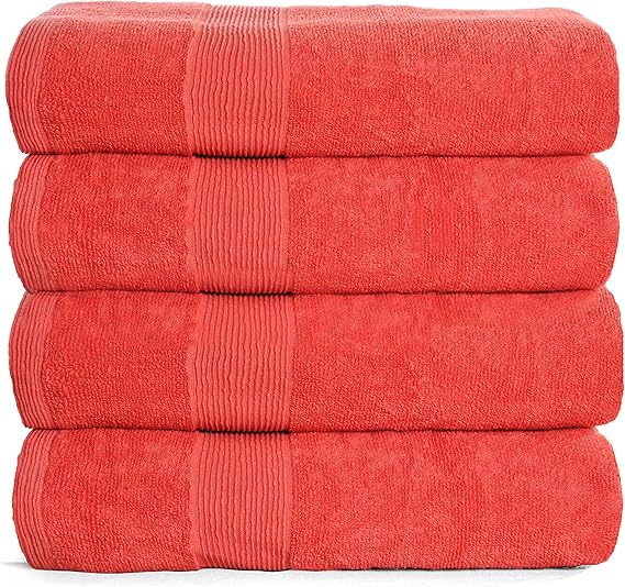 Elvana Home 4 Pack Bath Towel Set 27x54, 100 Ring Spun