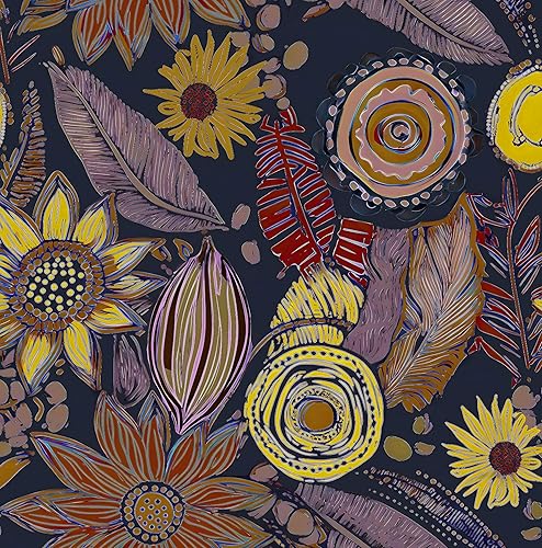 Miniatura 11 de Papel tapiz bohemio para despegar y pegar, 17.5 x 118 pulgadas, papel de pared botánico floral oscuro de vinilo, impermeable, autoadhesivo, papel de