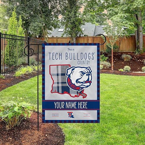 Miniatura 3 de Rico Industries NCAA Louisiana Tech Bulldogs This is Bulldogs Country - Bandera de jardín personalizada con diseño a cuadros