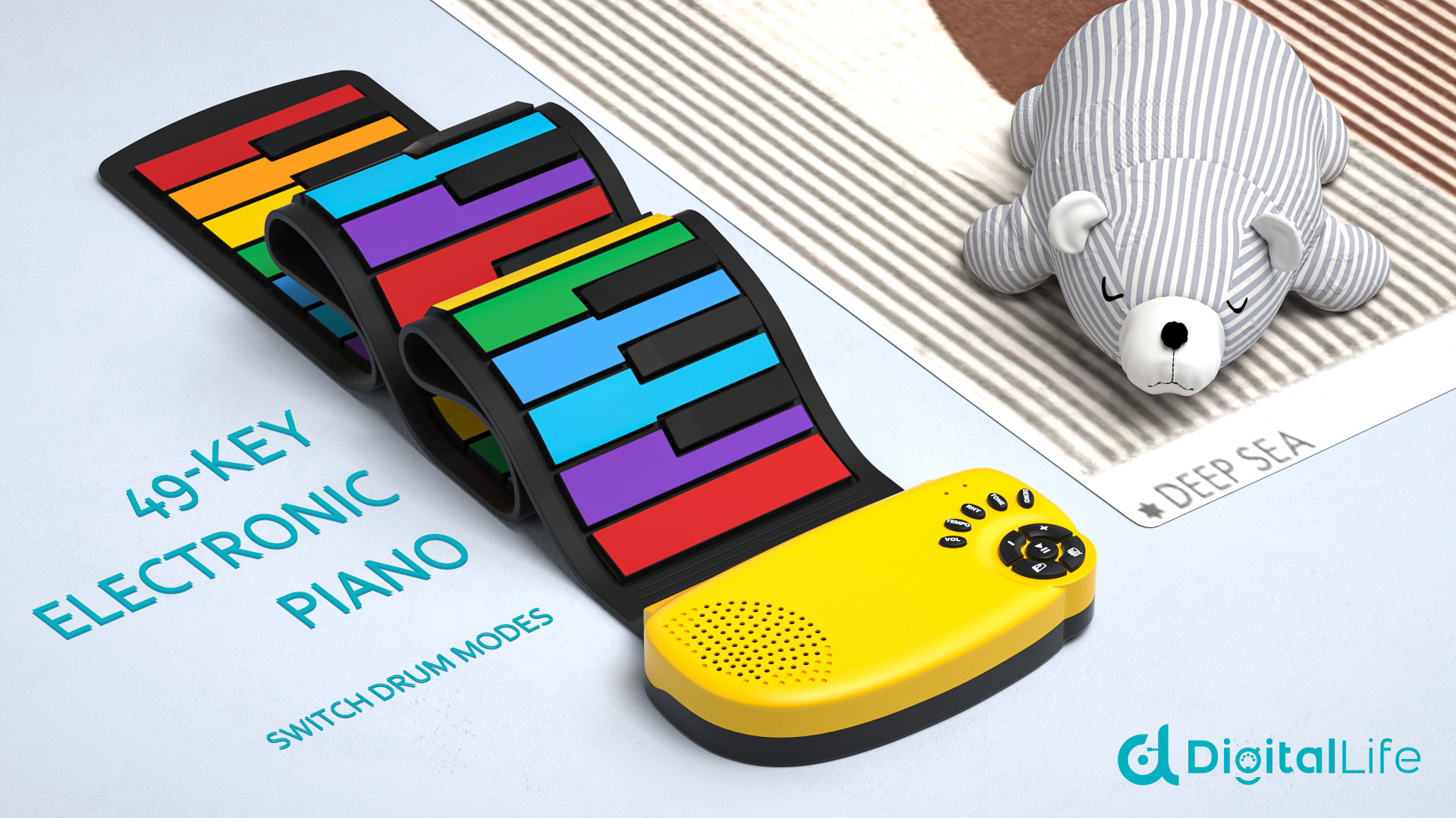 Tastiera Pianoforte Roll Up 61 Tasti - Strumento Musicale Portatile In Silicone Flessibile - Foto 5