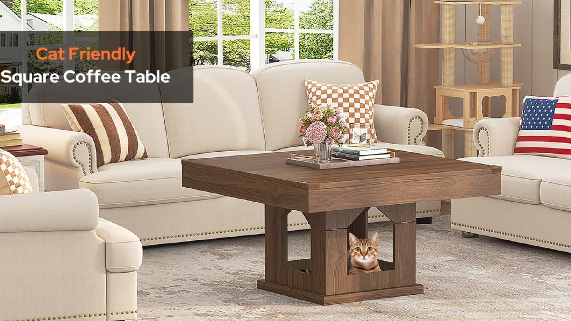 Amazon.com: knoworld Square Coffee Table, Wooden Coffee Table with