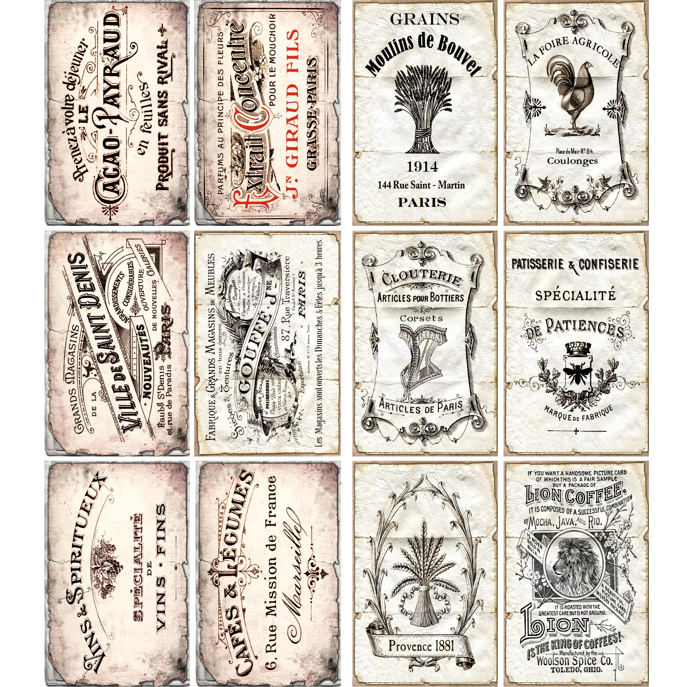 Postkarte Ephemera Reispapier, 21 x 27 cm, Decoupage-Papier-Design für Möbel, gemischte Medien, Karten & Handwerk, Decoupage von CRAFT KREATIVELY