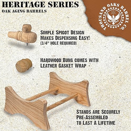 Miniatura 4 de Heritage Barrel Series Accesorios, soporte, Bung y espita para 2.5 galones (10 litros)