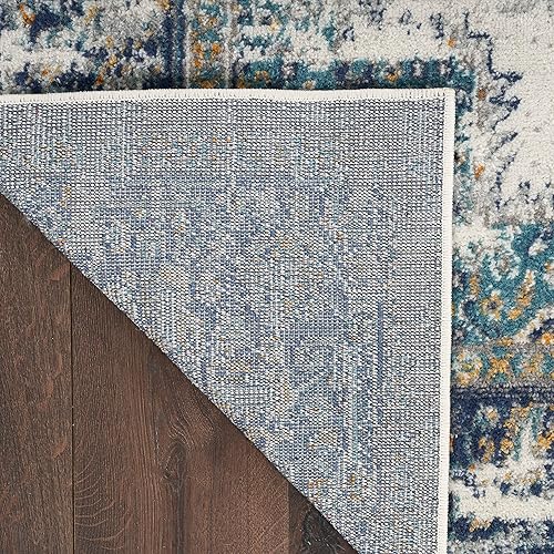 Miniatura 8 de Nourison Passion Alfombra persa, marfilgrisazul, de 5 pies 3 pulgadas x 7 pies 3 pulgadas, fácil de limpiar, no desprende pelo, para habitación,