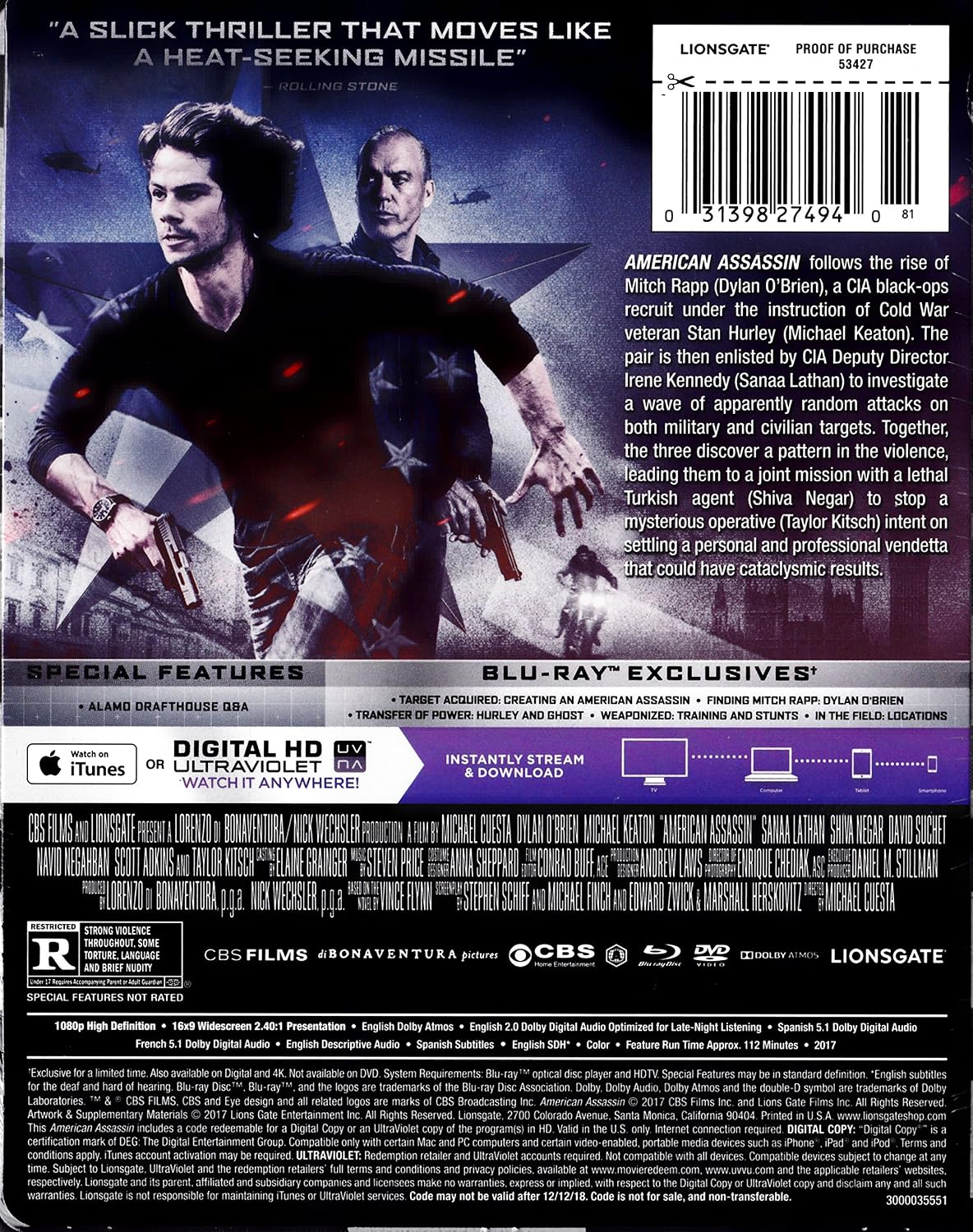 American Assassin Steelbook (Blu-ray/DVD, 2017) image 2