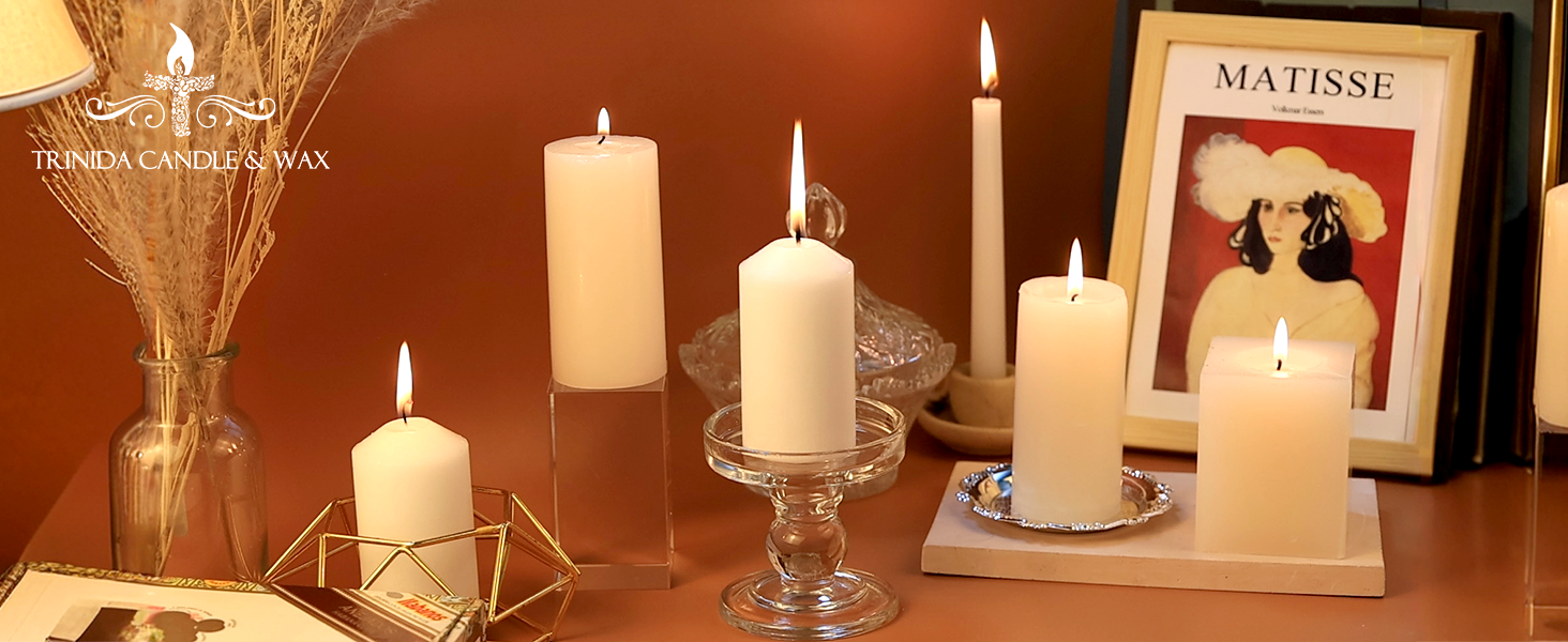 Candela A Pilastro Beige 20x8cm - 100 Ore Di Durata, Non Profumata Per Decorazione - Foto 7