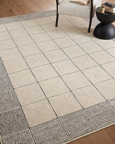 Miniatura 5 de Loloi Chris Loves Julia Francis Collection FRA-02 - Alfombra de área contemporánea de 5 pies x 7 pies 6 pulgadas, color cremanegro