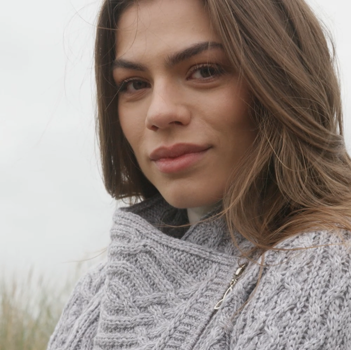 Aran Crafts Women's Irish Soft Cable Knitted Wool Side Zip Coat