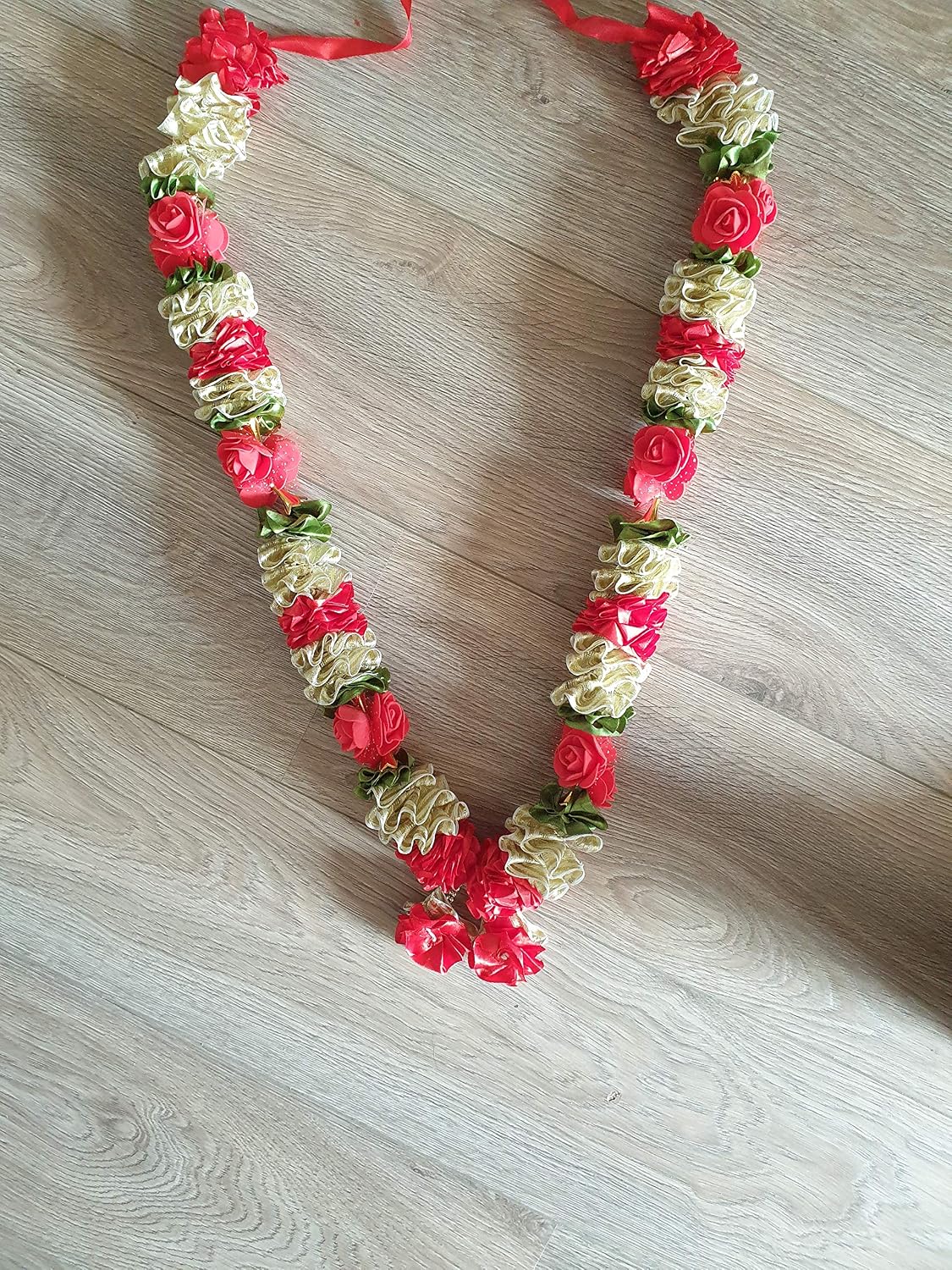 Estationeryhouse Artificial Indian mala/garland/haar jaimala shaadi indian wedding pooja ashtami,Mala 1 pc (Rose and Gold) - Image 4