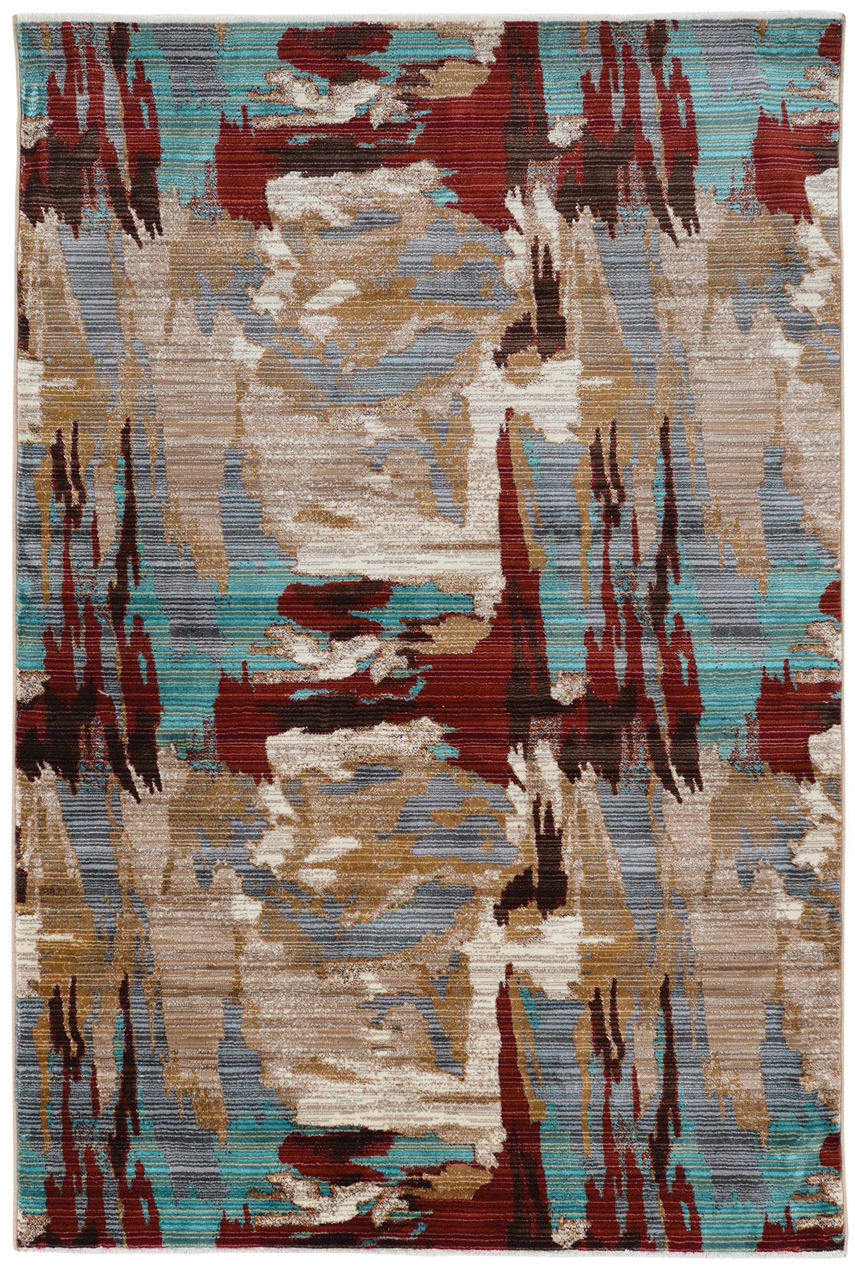 Linon Home Decor Products Fulton Shira Beige Teal 5 X 8 Area Rug