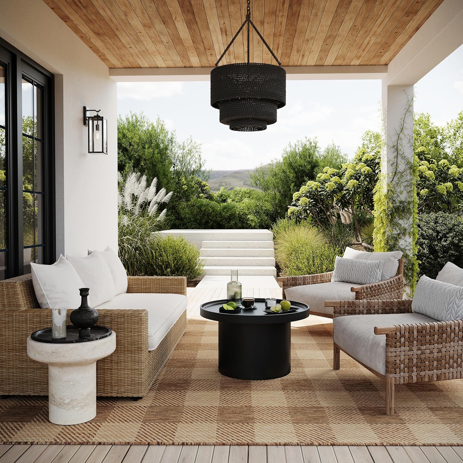 Nuloom Falonia Plaid 9' x 12' Indoor/Outdoor Area Rug for Living Room Patio Deck Front Porch, Light Brown