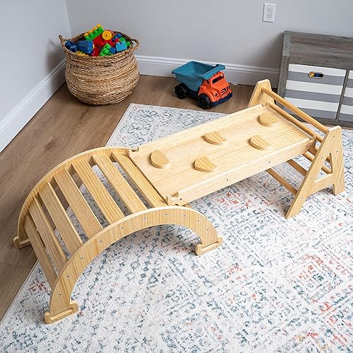 Avenlur MAPLE Montessori Waldorf - Escalera triangular plegable 5 en 1 estilo Gimnasio interior, rampa de escalada en roca, escalador de arco,