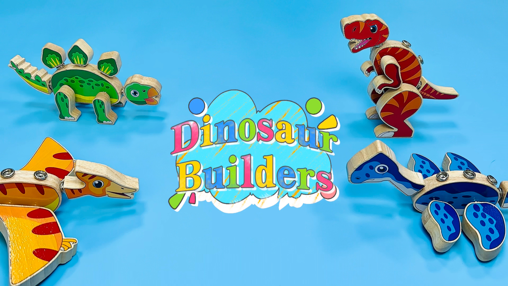 Dinosaur Snap Together Wooden Building Toys, Take Apart Dino