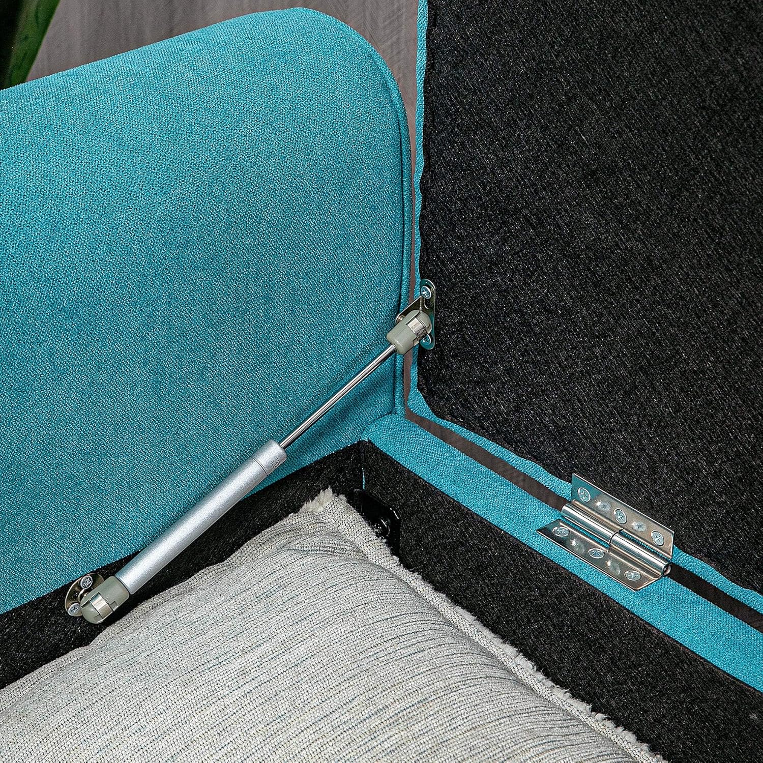 Teal Tufted Upholstered Storage Bench with Rolled Arms