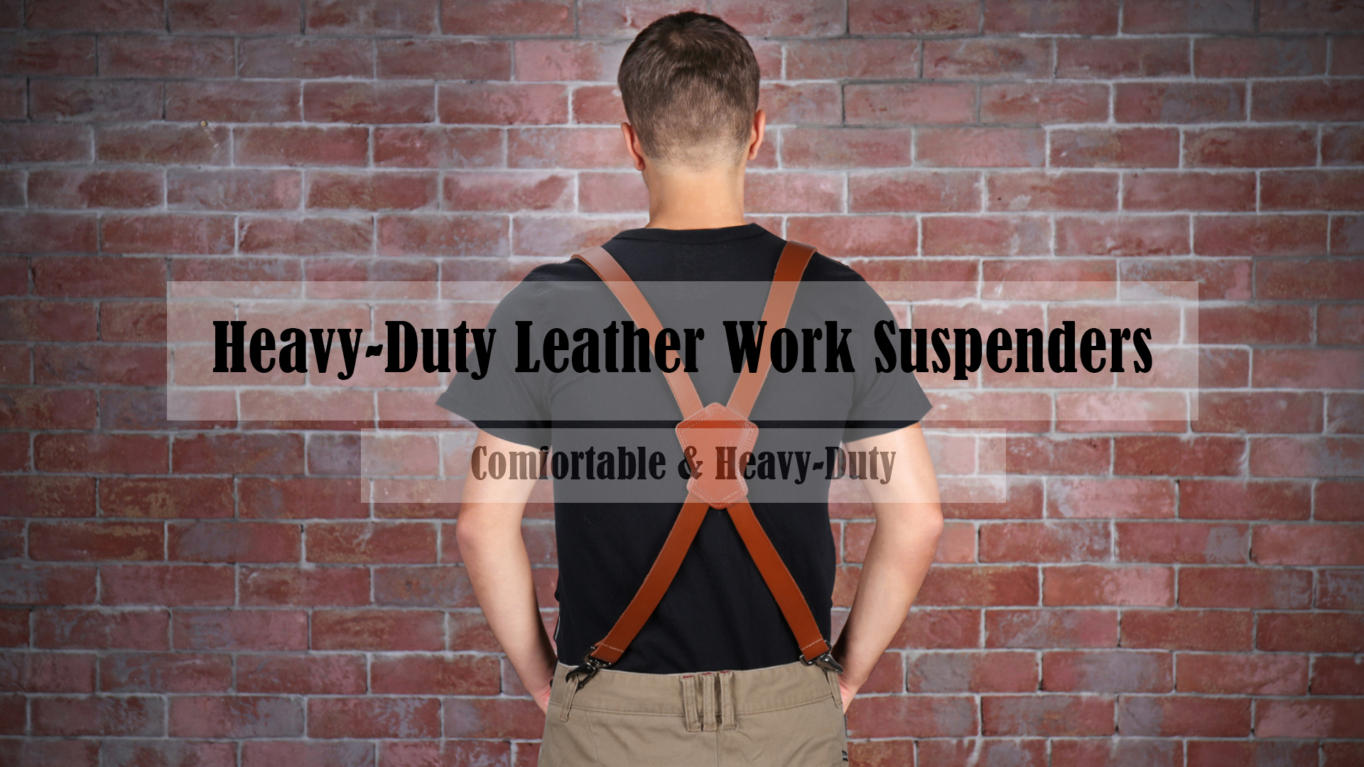 WELKINLAND Top-Grain Buffalo Leather Suspenders, Vintage