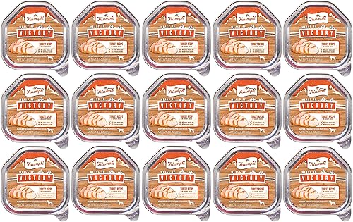 Triumph Paquete de 15 alimentos húmedos para perros con receta de pavo Meals of Victory, 3.5 onzas por taza