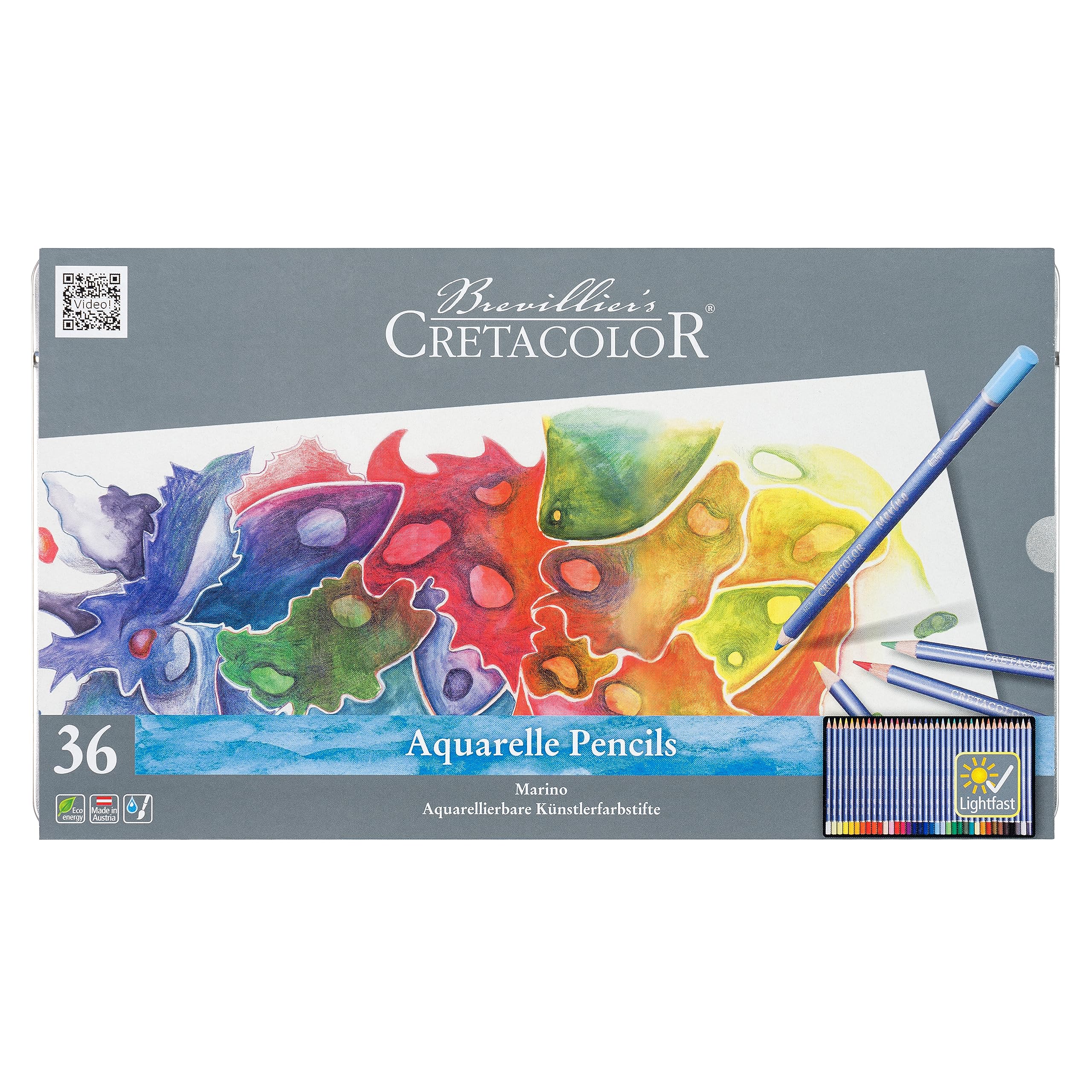 CRETACOLOR Marino Watercolour Artist's Pencils, Super Lightfast, 36 Colours
