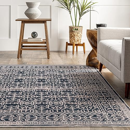 Miniatura 8 de nuLOOM Beverly - Alfombra lavable a máquina, de inspiración global, 4 x 6, color azul marino