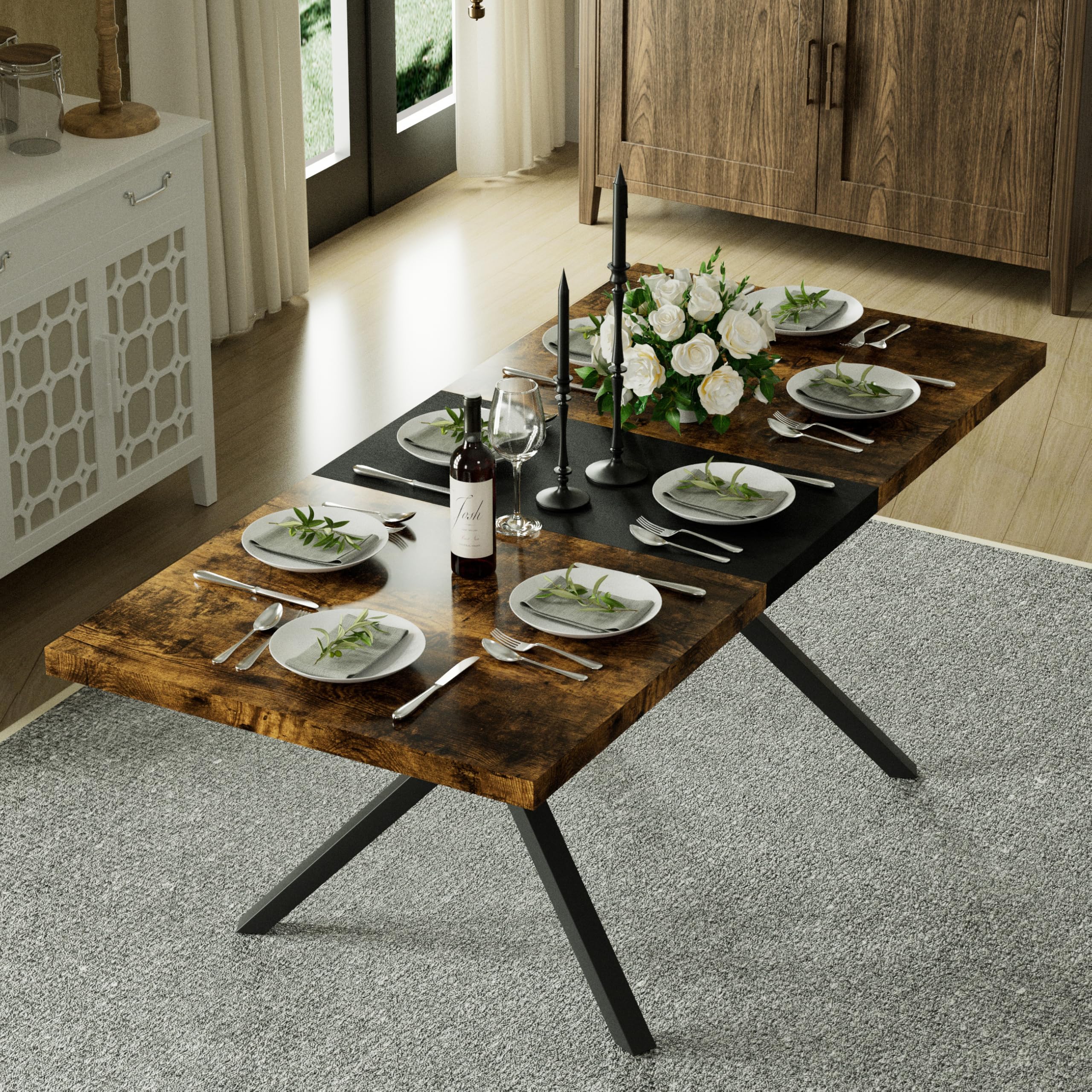 RGZ Extendable Dining Table for 4 6 8, 63"78" Modern