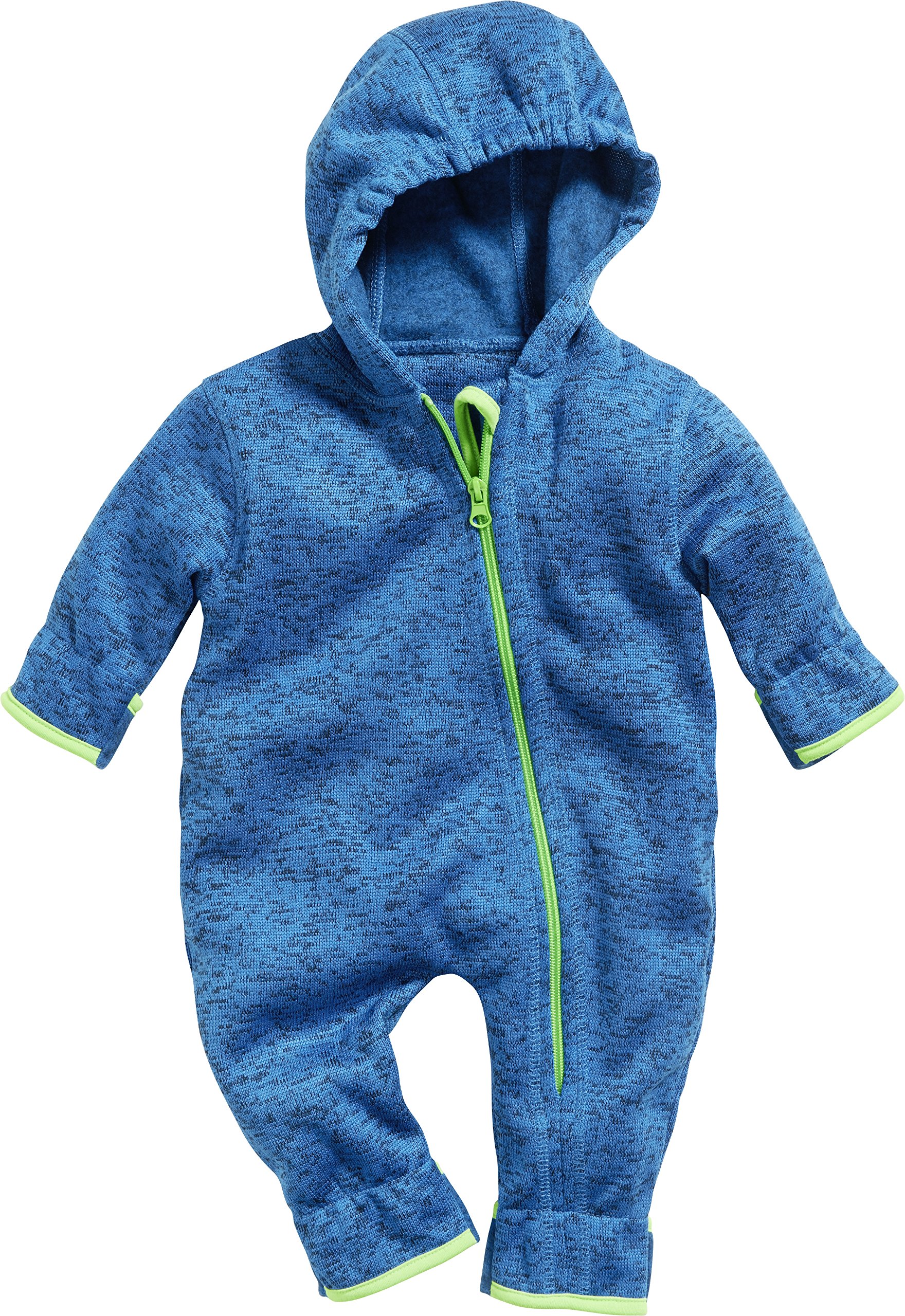 Playshoes Dziecięcy kombinezon polarowy, oddychający kombinezon unisex dla chłopców i dziewczynek, z długim zamkiem błyskawicznym i kapturem, melanżowy wzór, 7 – niebieski, 92