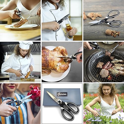 Miniatura 4 de tijeras de cocina de primera calidad de acero inoxidable Multiuso resistente para lavavajillas, tijeras de uso general seguro para cortar pollo,