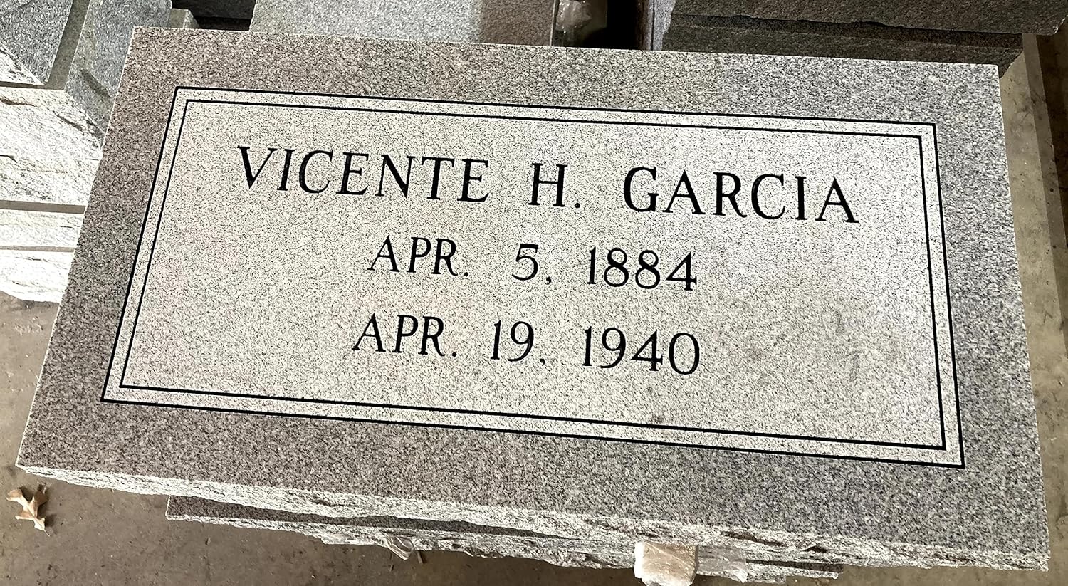 Granite Headstone with Double Lined Border and Frosted Interior | Measures 24” x 12” x 4” | Professional Grade Memorial Stone | Custom Engraved Gray Flat Grave Marker