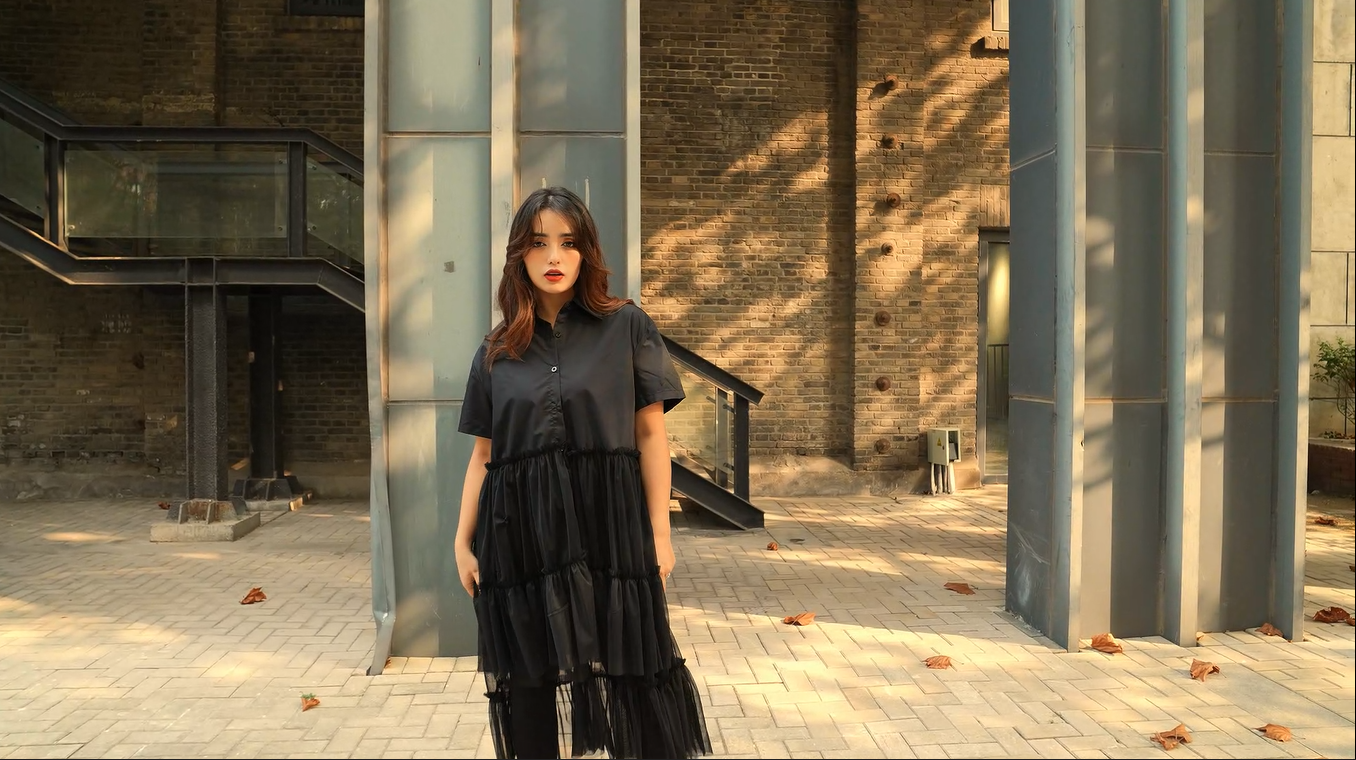 ワンピース theredthreadoneshoulder shirt knit dress THEREDTHREAD / ザレッドスレッド】S oneshoulder shirt knit dress