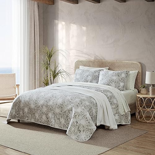 Miniatura 7 de Tommy Bahama - Juego de edredón individual, ropa de cama reversible de algodón con funda a juego, ligera para todas las estaciones (marrón akena,