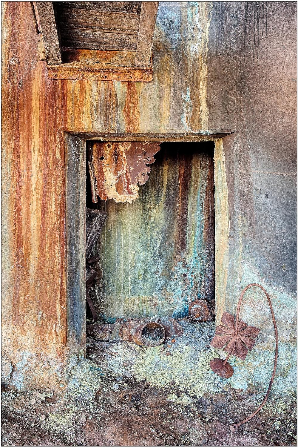 Bob Estrin Handmade Photograph of Colorful Rusty Old Door Opening at Abandoned Mine Building. Large Wall Art Decor Door Photography to Decorate your Living Room, Bedroom, Kitchen, or Office.