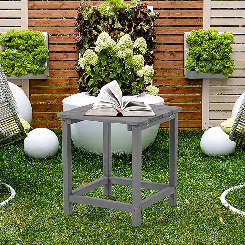 Miniatura 6 de Mesa auxiliar de madera para exteriores, mesa auxiliar de jardín para patio, mesa de centro para interiores o exteriores