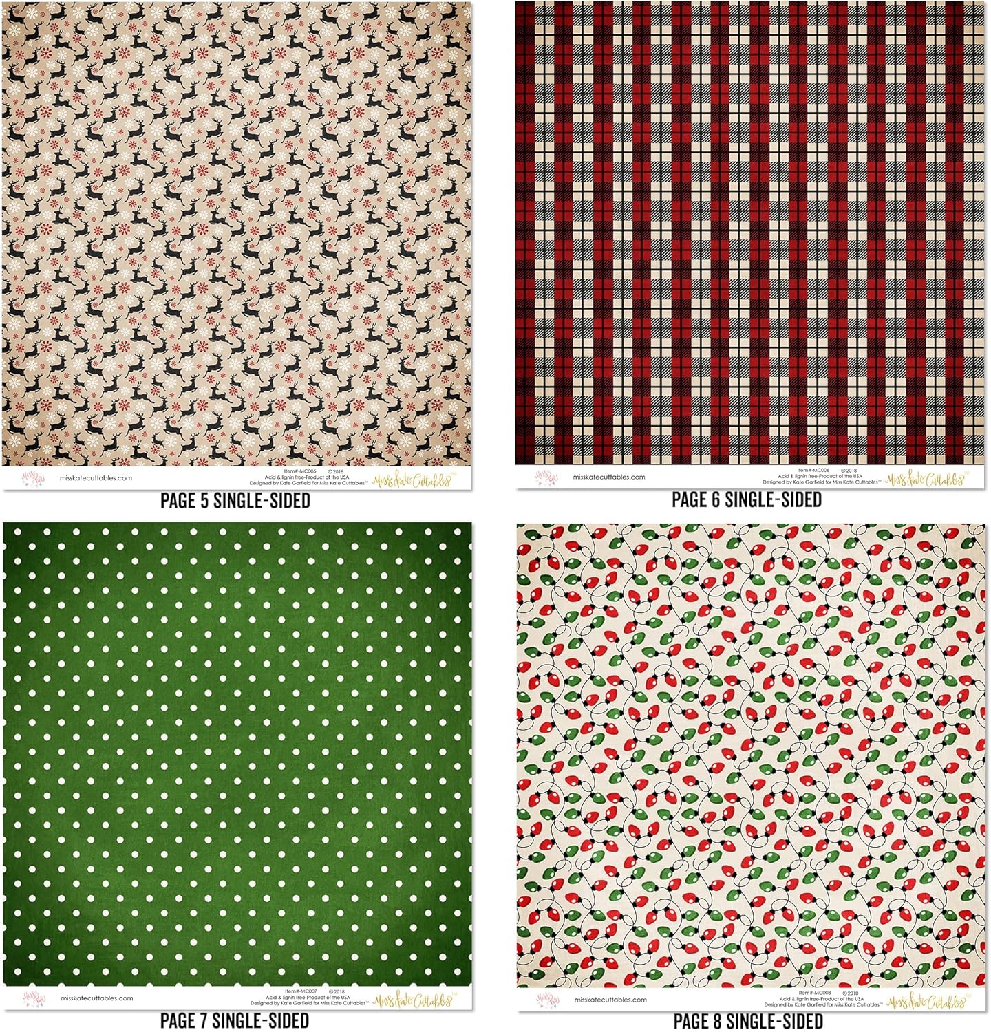 Die Cuts & Paper SET - Merry Christmas - By Miss Kate Cuttables - 16 Sheets of 12"x12" Cardstock & OVER 60 Coordinating Die Cuts - Exclusive Original Matching SET